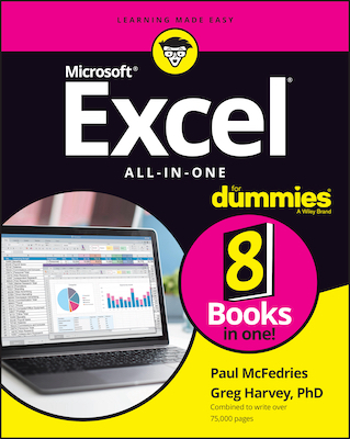 Front cover of the book Excel All-in-One For Dummies.