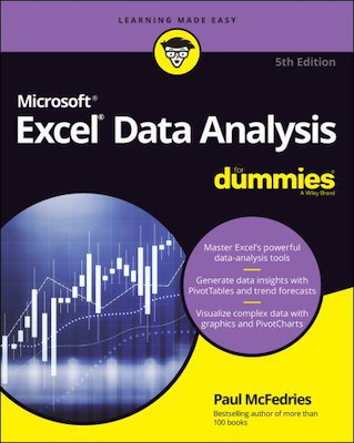 Front cover of the book Excel Data Analysis For Dummies, Fifth Edition.