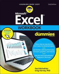 Front cover of the book Excel Workbook For Dummies.
