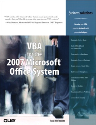 Front cover of the book VBA for the 2007 Microsoft Office System.
