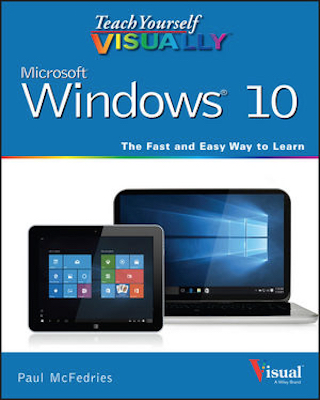 Front cover of the book Teach Yourself VISUALLY Microsoft Windows 10.