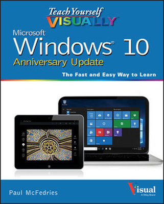 Front cover of the book Teach Yourself VISUALLY Microsoft Windows 10 Anniversary Update.