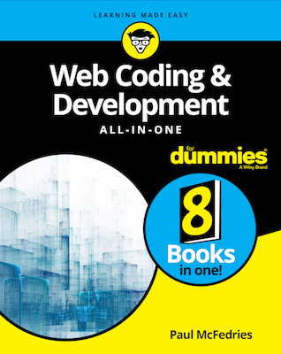Front cover of the book Web Coding & Development All-In-One For Dummies.